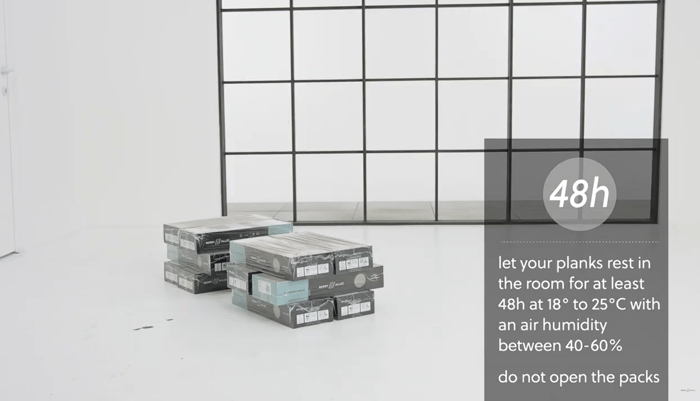 Floating installation of a Chateau herringbone laminate floor-48h-English version