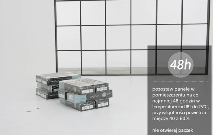 Floating installation of a Chateau herringbone laminate floor-48h-Polish version