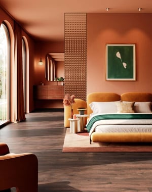 Terracotta bedroom: which colours to combine?